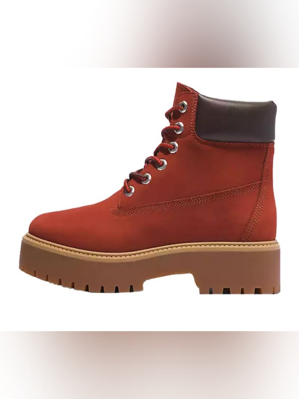 Timberland Stone Street 6-Inch Premium Waterproof Laceup Boots,Red Nubuck US 7